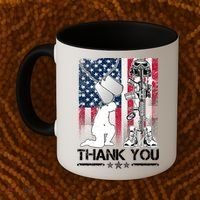 Thank You Memorial Day Distressed Flag Kneeling Soldier Coffee Mug thumb 2