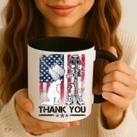 Thank You Memorial Day Distressed Flag Kneeling Soldier Coffee Mug thumb 3
