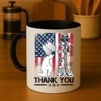 Thank You Memorial Day Distressed Flag Kneeling Soldier Coffee Mug thumb 4