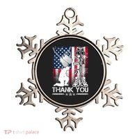 Thank You Memorial Day Distressed Flag Kneeling Soldier Ornament thumb 0