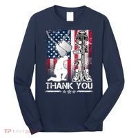Thank You Memorial Day Distressed Flag Kneeling Soldier Long Sleeve Shirt thumb 0