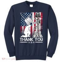 Thank You Memorial Day Distressed Flag Kneeling Soldier Sweatshirt thumb 0