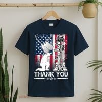 Thank You Memorial Day Distressed Flag Kneeling Soldier T-Shirt thumb 2
