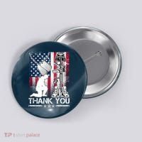 Thank You Memorial Day Distressed Flag Kneeling Soldier Button thumb 0