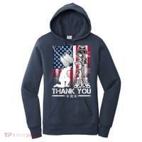 Thank You Memorial Day Distressed Flag Kneeling Soldier Women's Hoodie thumb 0