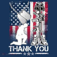 Thank You Memorial Day Distressed Flag Kneeling Soldier Women's Hoodie thumb 2