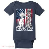 Thank You Memorial Day Distressed Flag Kneeling Soldier Baby Bodysuit thumb 0
