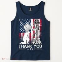 Thank You Memorial Day Distressed Flag Kneeling Soldier Tank Top thumb 2
