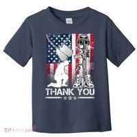 Thank You Memorial Day Distressed Flag Kneeling Soldier Toddler T-Shirt thumb 0