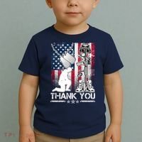 Thank You Memorial Day Distressed Flag Kneeling Soldier Toddler T-Shirt thumb 2