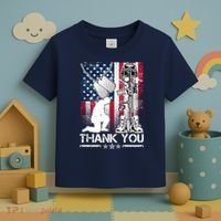 Thank You Memorial Day Distressed Flag Kneeling Soldier Toddler T-Shirt thumb 3