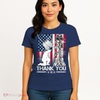 Thank You Memorial Day Distressed Flag Kneeling Soldier Women's T-Shirt thumb 4