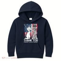 Thank You Memorial Day Distressed Flag Kneeling Soldier Kids Hoodie thumb 0