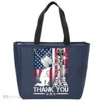 Thank You Memorial Day Distressed Flag Kneeling Soldier Tote Bag thumb 0