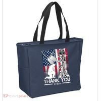 Thank You Memorial Day Distressed Flag Kneeling Soldier Tote Bag thumb 2