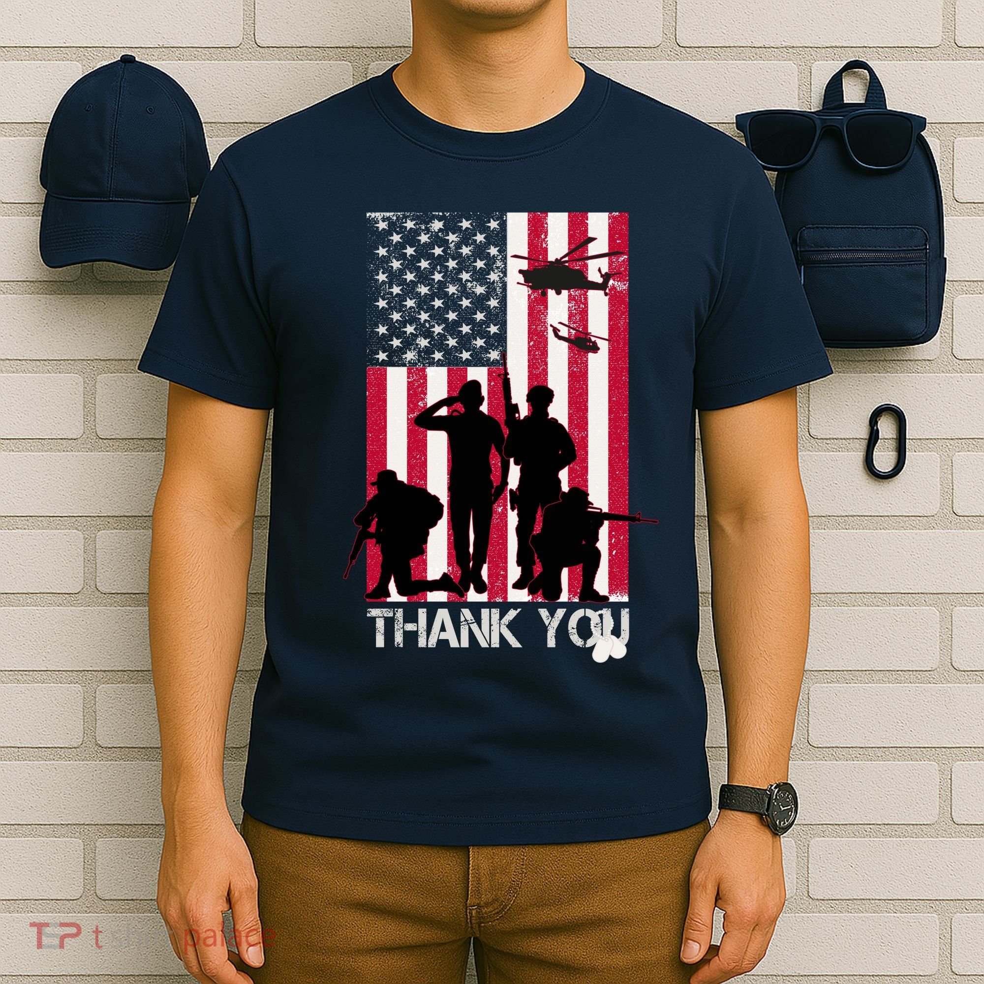 Thank You Memorial Day Soldiers USA Flag T-Shirt