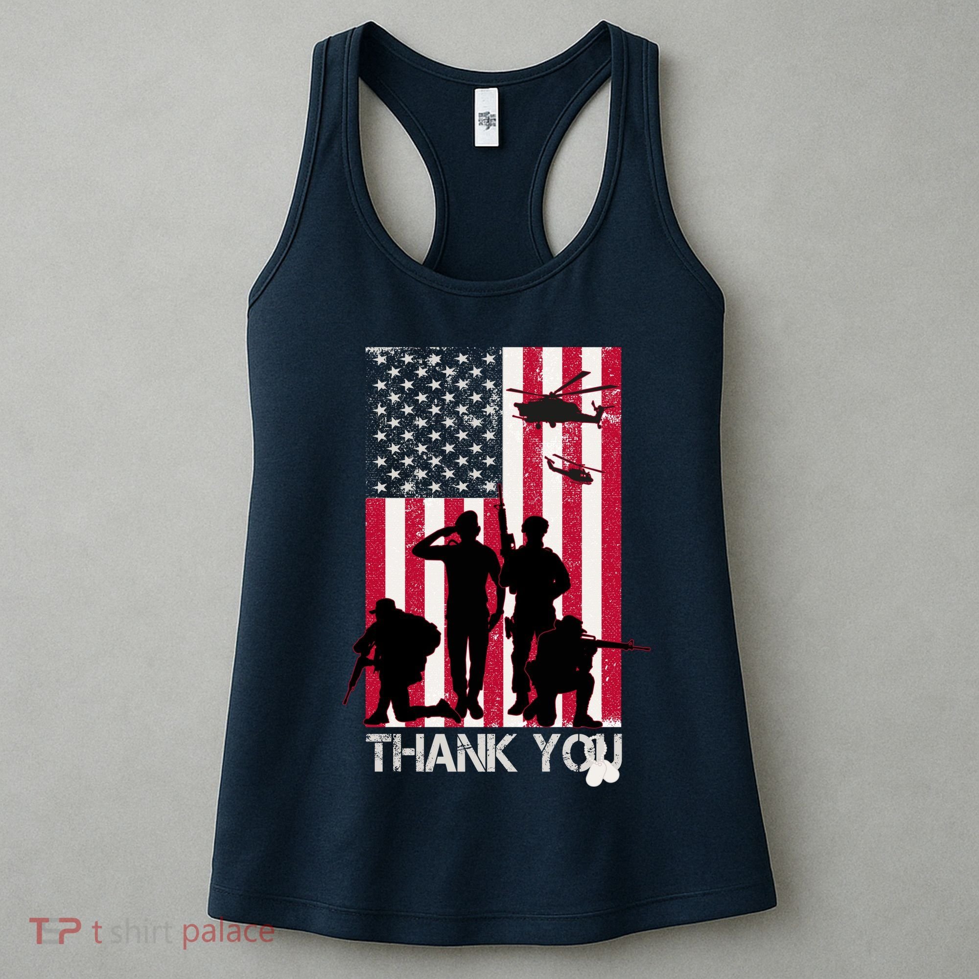 Thank You Memorial Day Soldiers USA Flag Women's Tank Top
