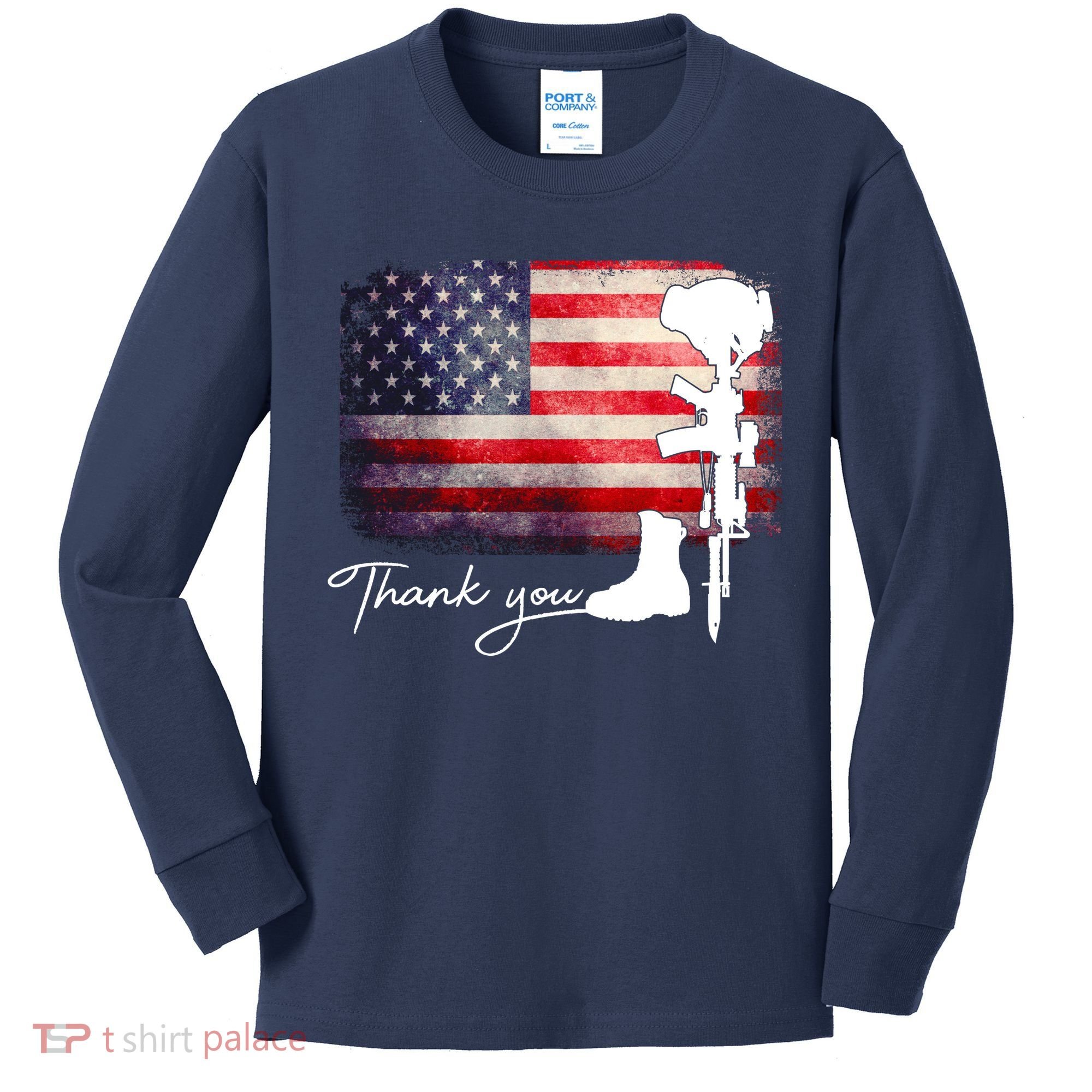 Thank You Veterans Memorial Day Kids Long Sleeve Shirt