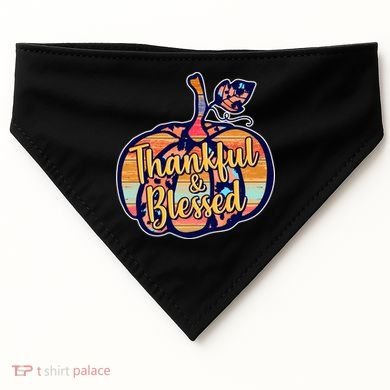 Thankful & Blessed Fashion Pumpkin USA-Made Doggie Bandana
