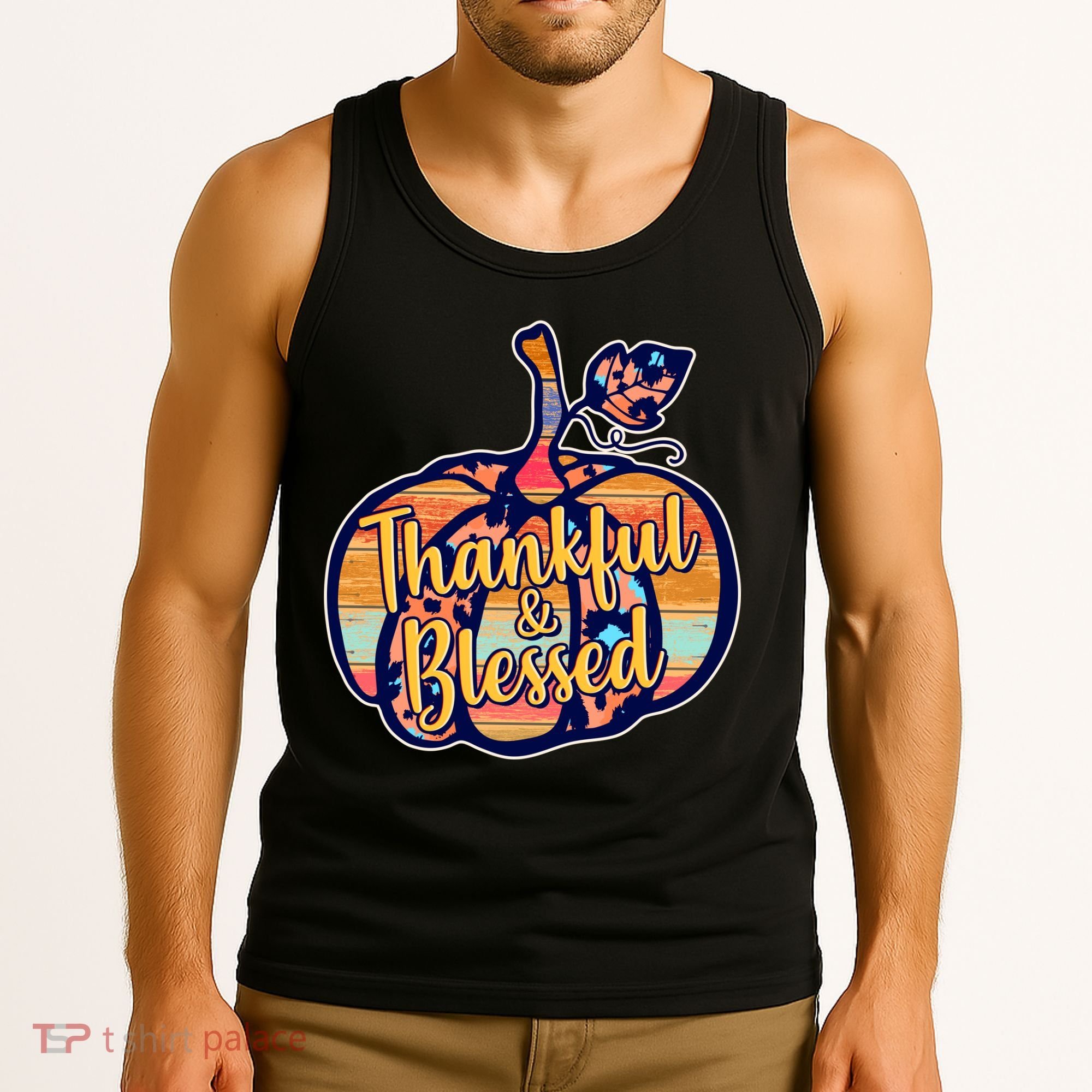 Thankful & Blessed Fashion Pumpkin Tank Top