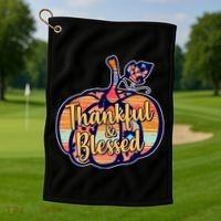 Thankful & Blessed Fashion Pumpkin Golf Towel thumb 1