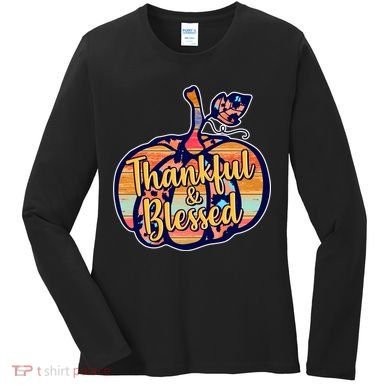Thankful & Blessed Fashion Pumpkin Women's Long Sleeve Shirt