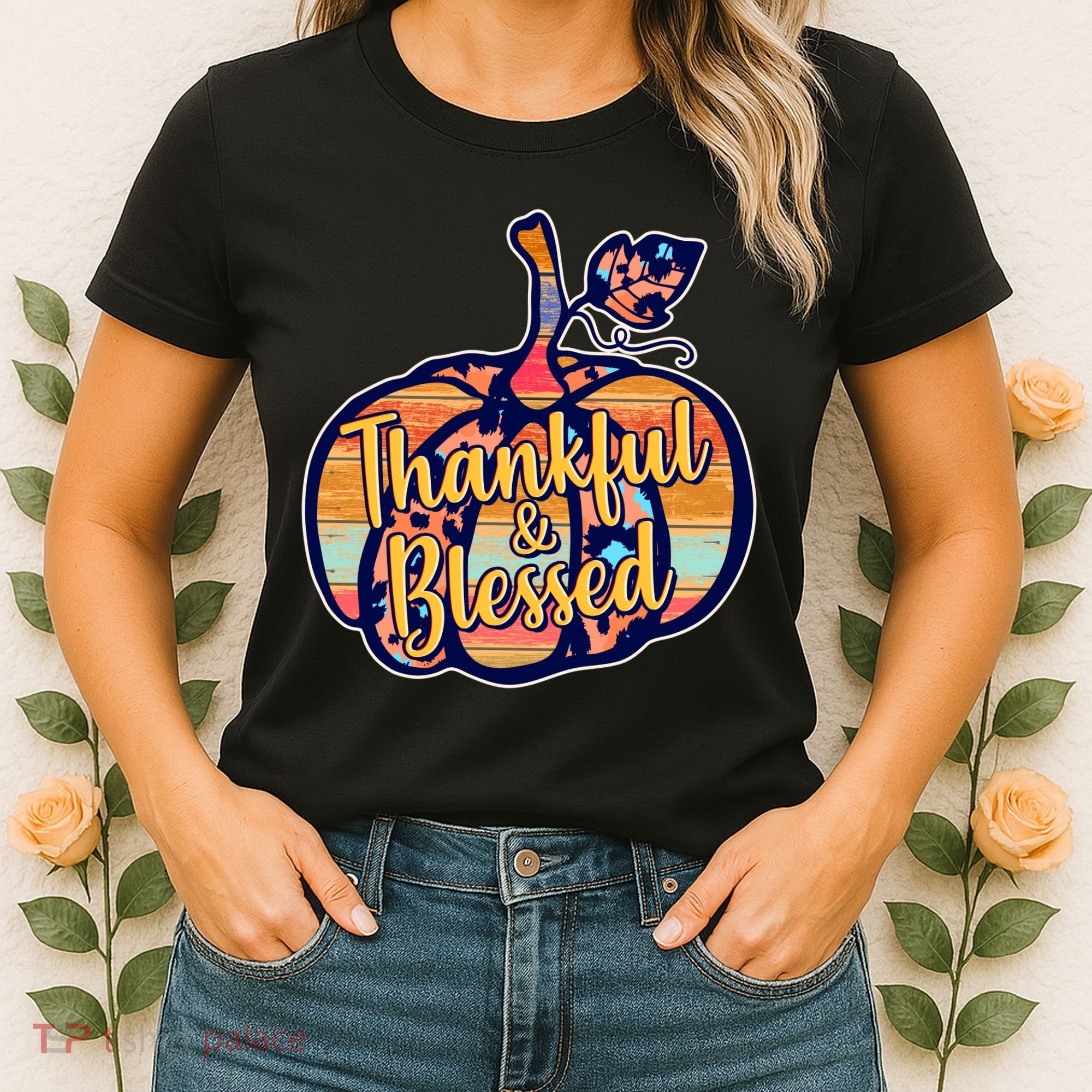 Thankful & Blessed Fashion Pumpkin Women's T-Shirt