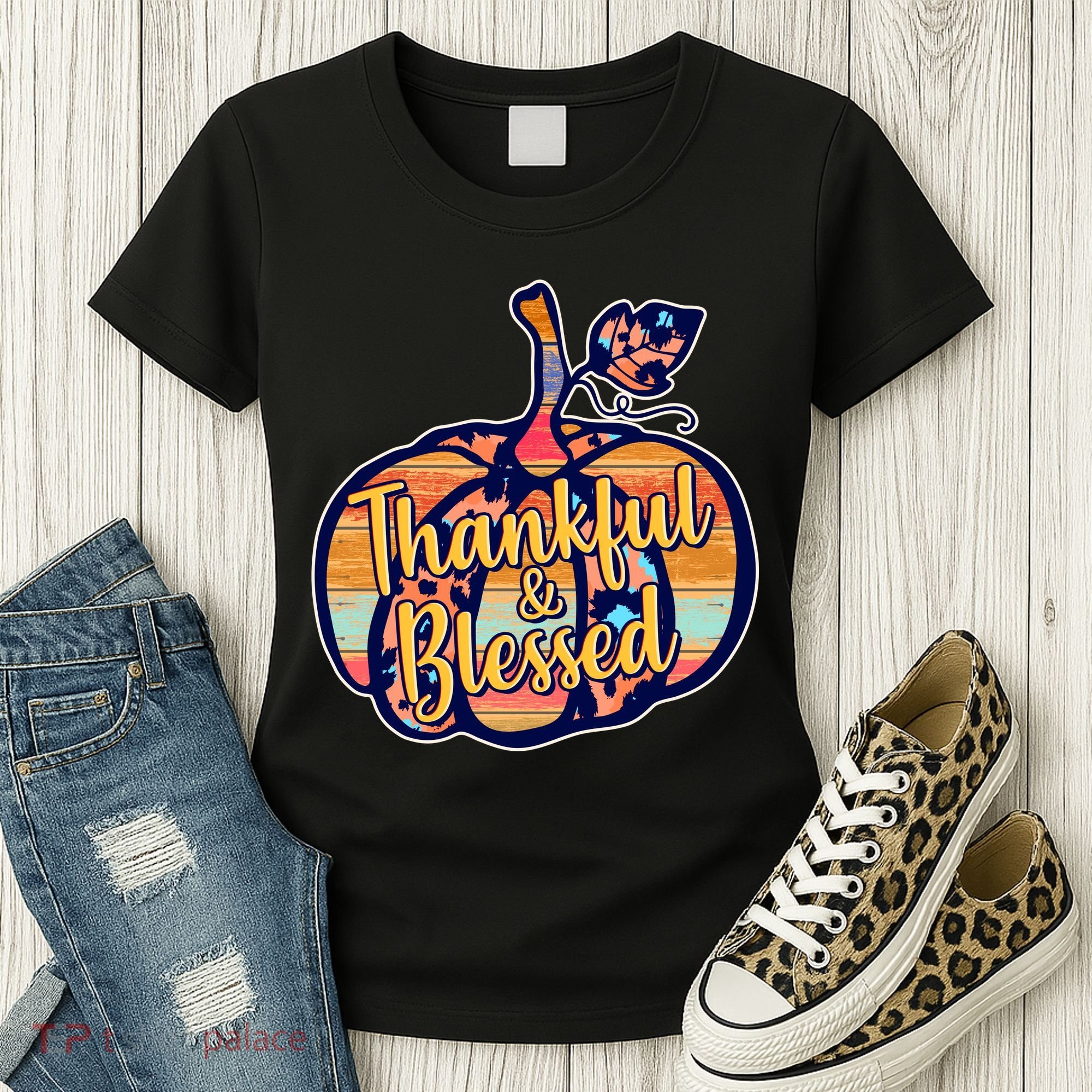 Thankful & Blessed Fashion Pumpkin Women's T-Shirt