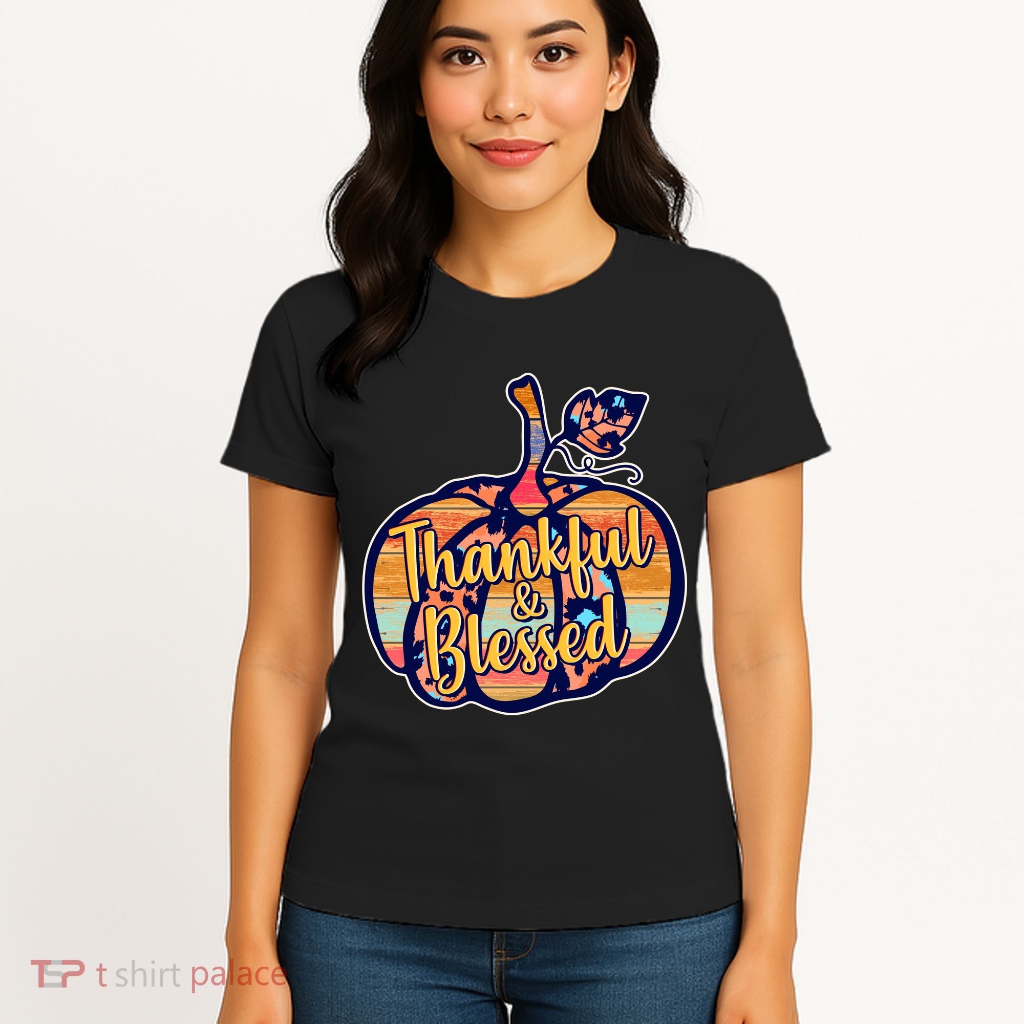 Thankful & Blessed Fashion Pumpkin Women's T-Shirt