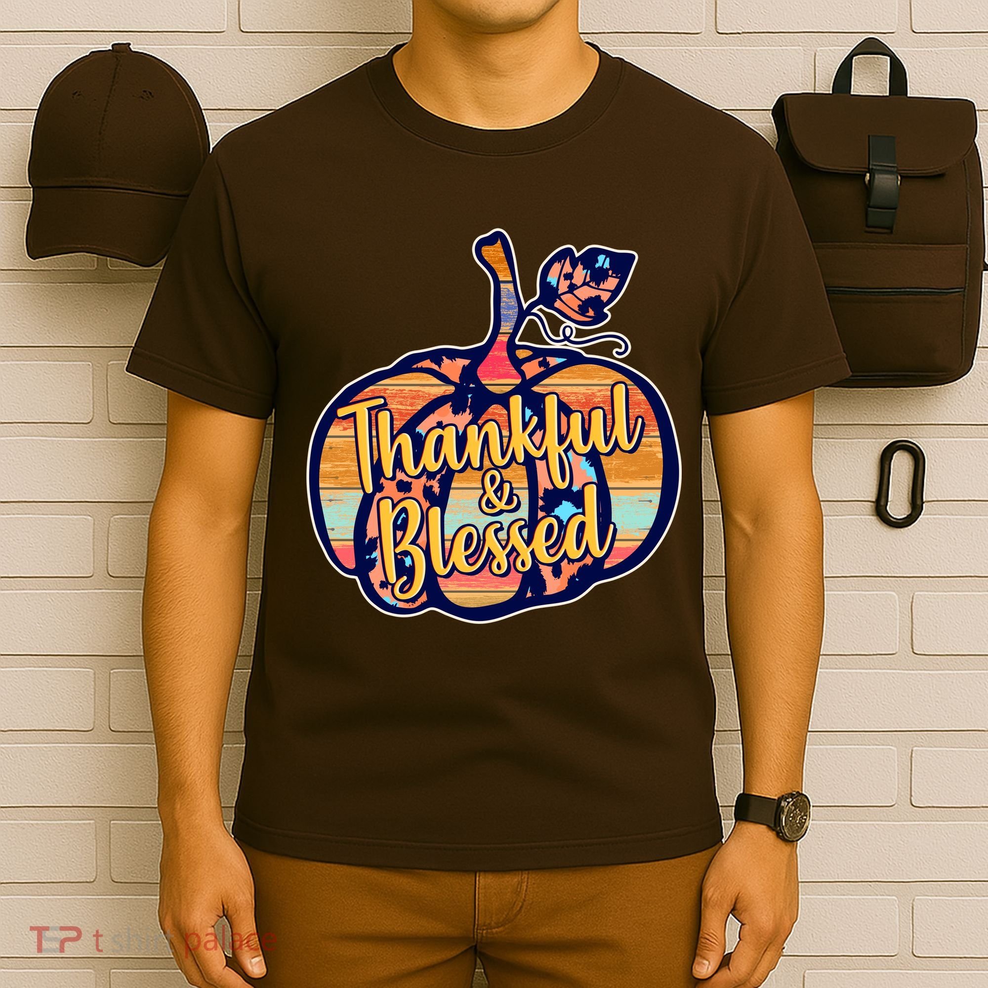 Thankful & Blessed Fashion Pumpkin T-Shirt