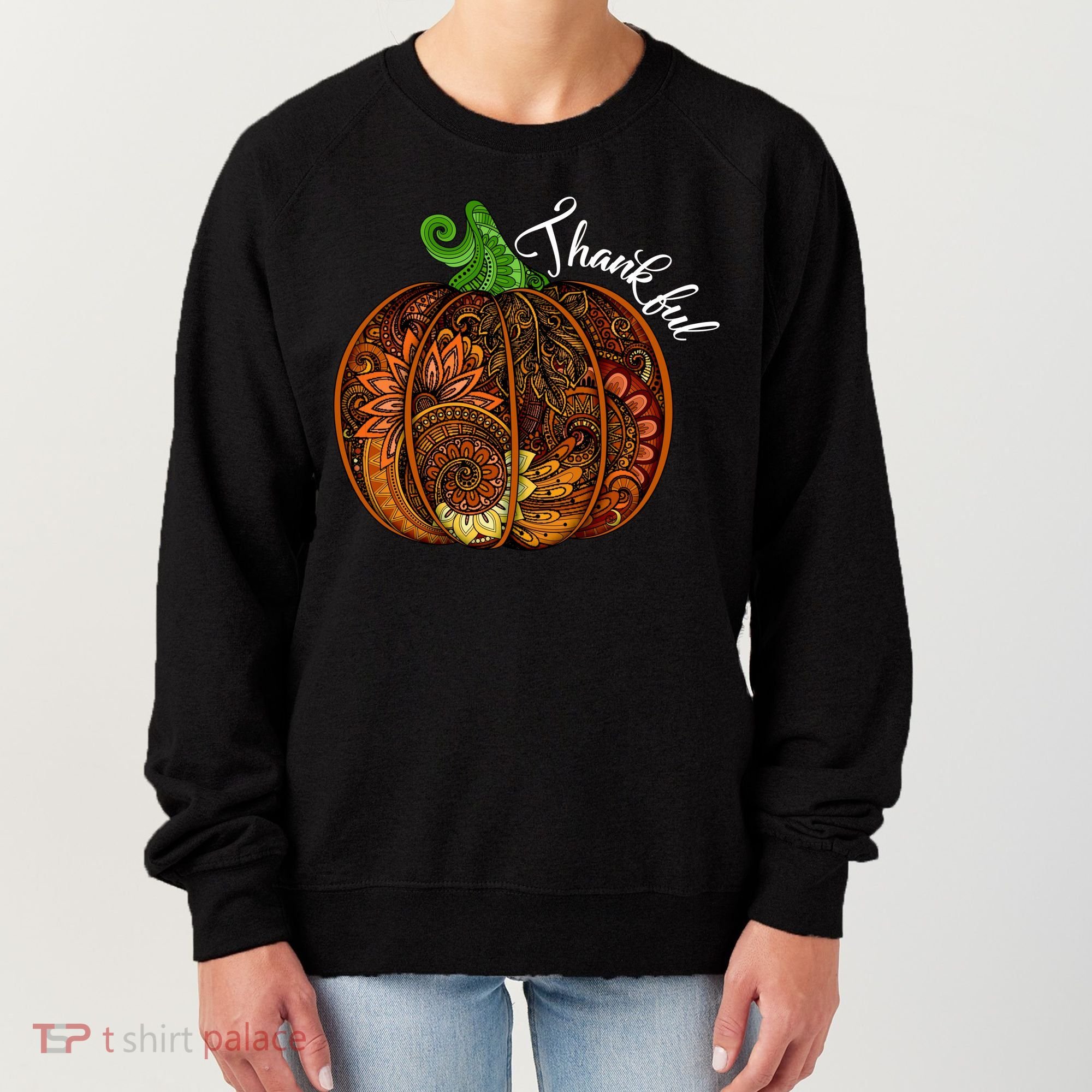 Thankful Abstract Pumpkin Thanksgiving Women's Sweatshirt