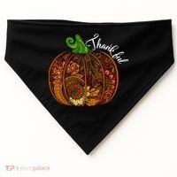Thankful Abstract Pumpkin Thanksgiving USA-Made Doggie Bandana thumb 0