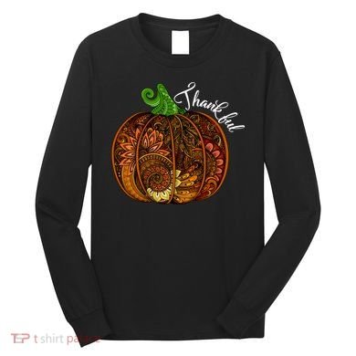 Thankful Abstract Pumpkin Thanksgiving Long Sleeve Shirt