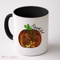 Thankful Abstract Pumpkin Thanksgiving Coffee Mug thumb 0