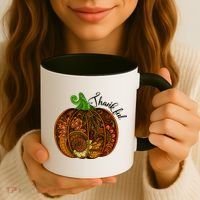 Thankful Abstract Pumpkin Thanksgiving Coffee Mug thumb 3