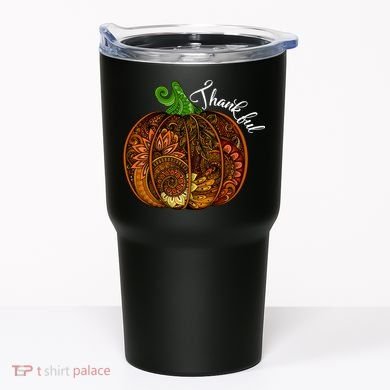 Thankful Abstract Pumpkin Thanksgiving Tumbler