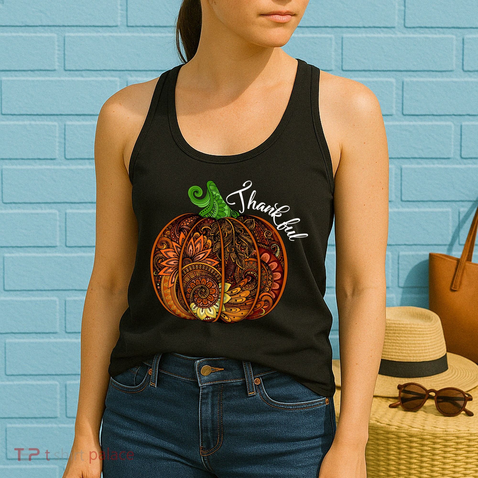 Thankful Abstract Pumpkin Thanksgiving Women's Tank Top