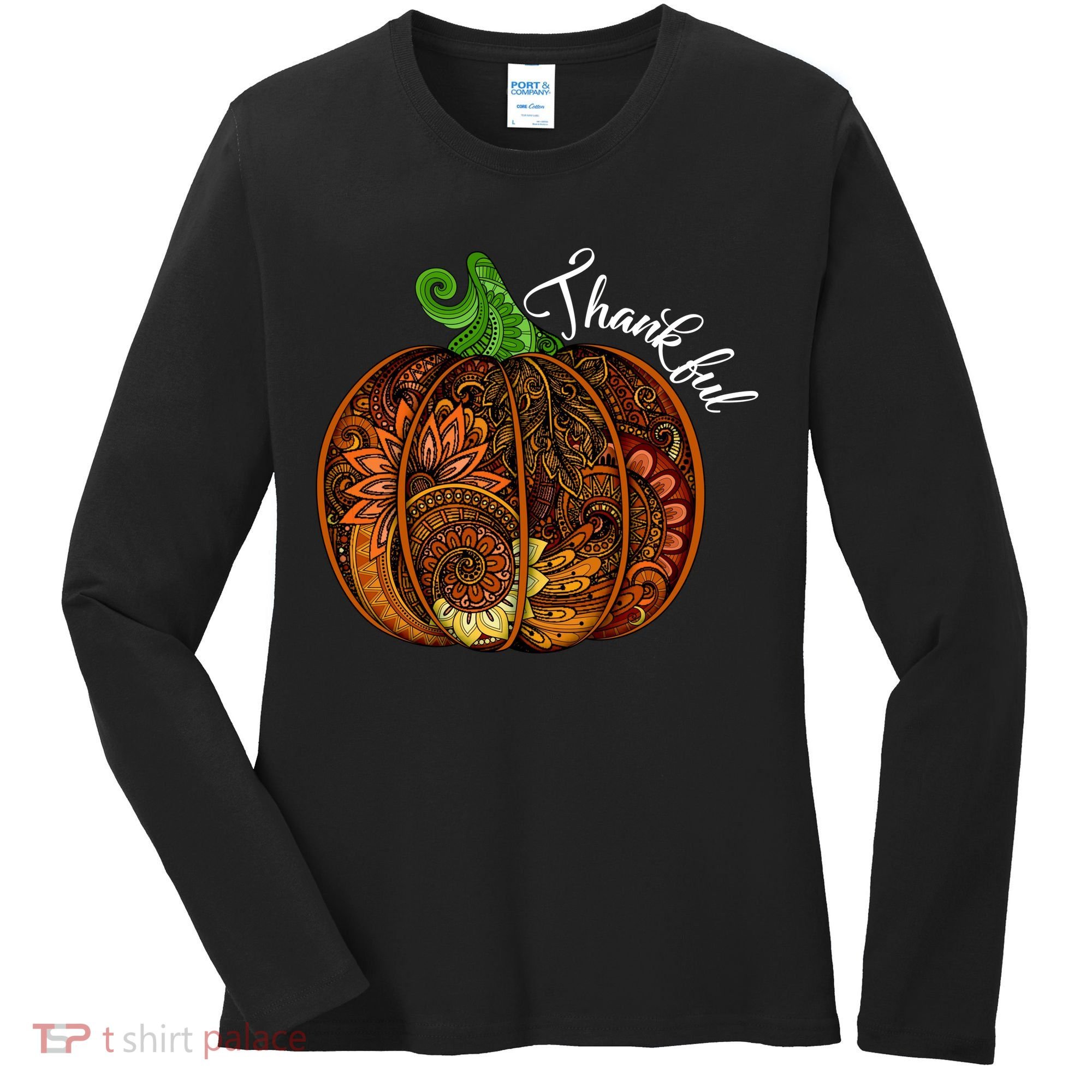Thankful Abstract Pumpkin Thanksgiving Women's Long Sleeve Shirt