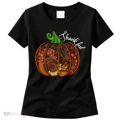 Thankful Abstract Pumpkin Thanksgiving Women's T-Shirt