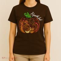 Thankful Abstract Pumpkin Thanksgiving T-Shirt thumb 4