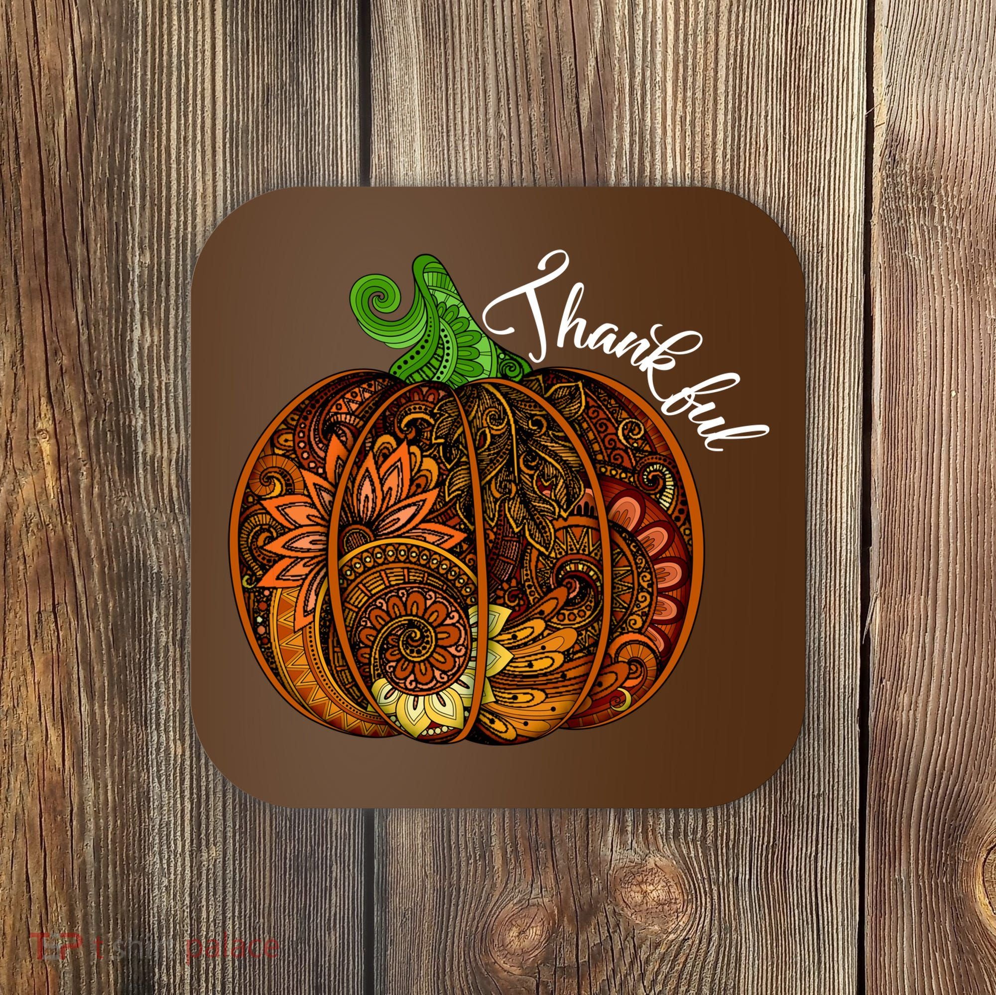 Thankful Abstract Pumpkin Thanksgiving Coaster