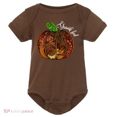 Thankful Abstract Pumpkin Thanksgiving Baby Bodysuit