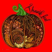 Thankful Abstract Pumpkin Thanksgiving Santa Hat thumb 1