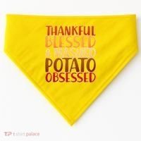 Thankful Blessed Mashed Potato Obsessed  USA-Made Doggie Bandana thumb 0