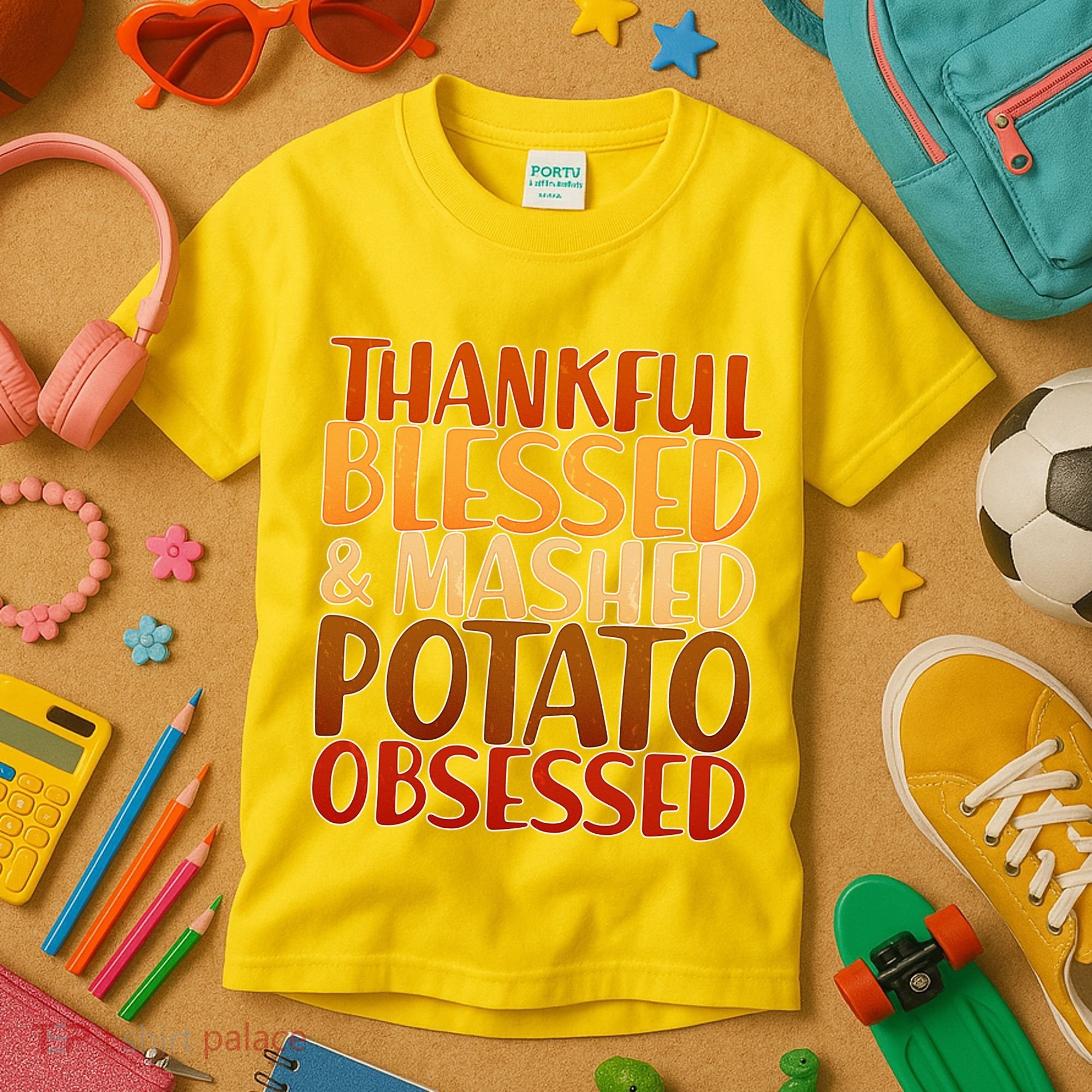Thankful Blessed Mashed Potato Obsessed  Kids T-Shirt