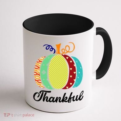 Thankful Floral Pumpkin Coffee Mug back