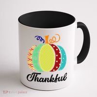 Thankful Floral Pumpkin Coffee Mug thumb 1