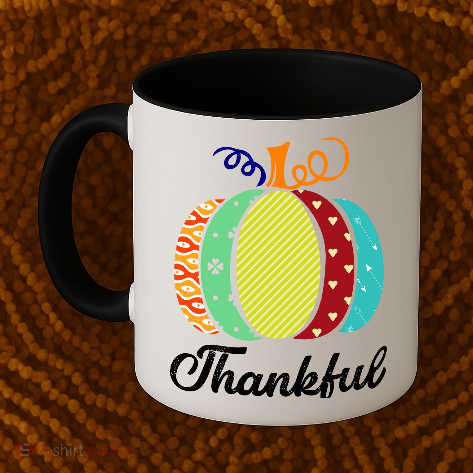 Thankful Floral Pumpkin Coffee Mug