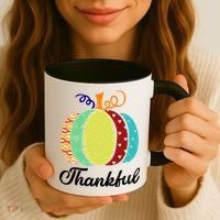 Thankful Floral Pumpkin Coffee Mug thumb 3