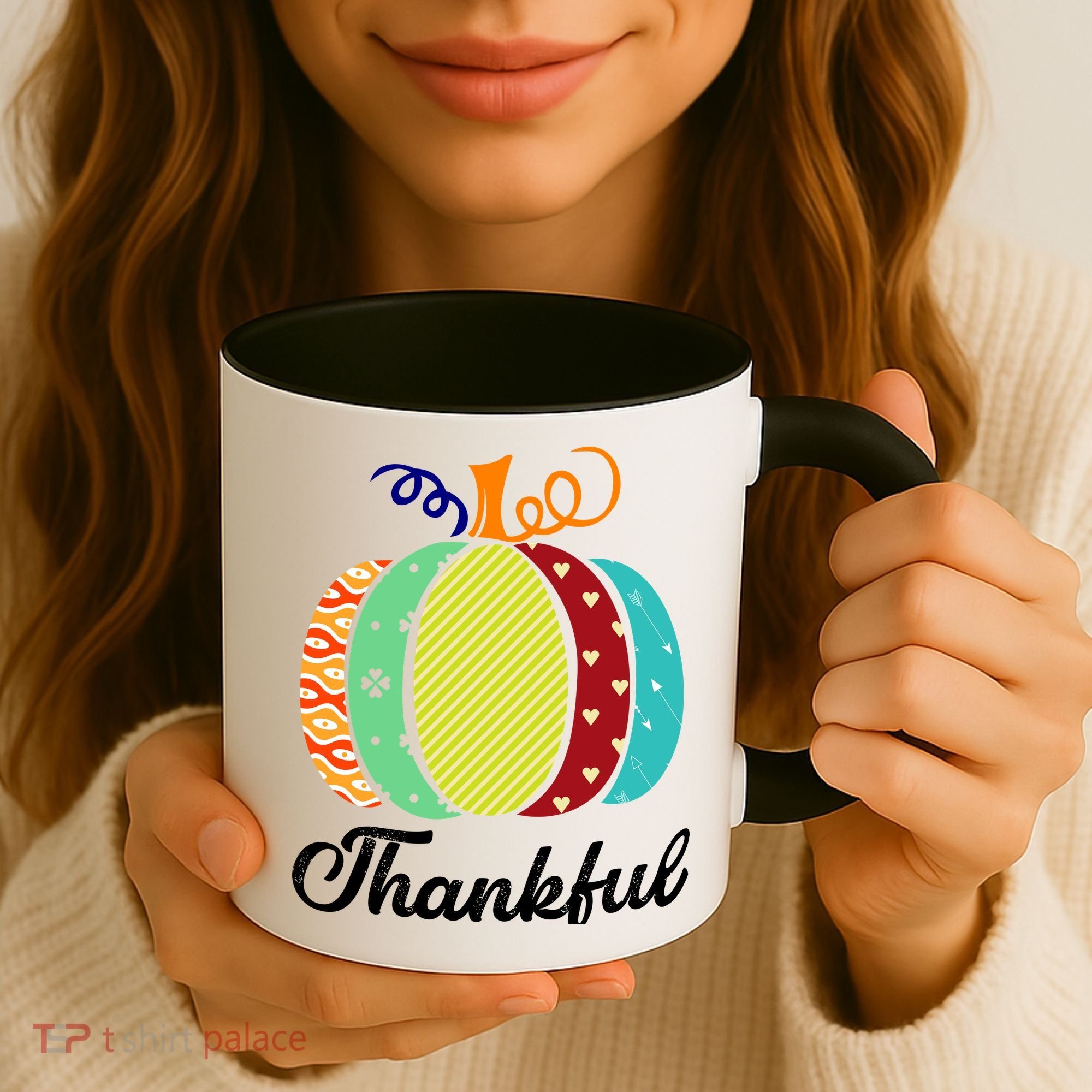 Thankful Floral Pumpkin Coffee Mug